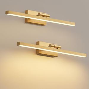 PUSU Rechargeable Picture Light Set of 2, Gold LED Cordless 15.7 inch Wall Mount Art Lamp with Remote, 2700K Dimmable Battery Powered Display Lights for Artwork Painting Living Room, Bedroom, Hallway