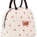 BALORAY Lunch Bag for Women Men Insulated Lunch Box for Adult Reusable Lunch Tote Bag for Work, Picnic or Travel (Corduroy Beige with Strawberry)