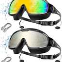 Aegend New Adult Wide View Swim Goggles, Anti-Fog/UV No Leak Swimming Goggles with Ear Plugs for Men & Women