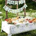 3 x 3 Pack Baby Shower Tablecloth Decoration,Watercolor Greenery A Sweet Baby Boy Is On The Way Baby Shower Decoration,Waterproof Greenery Baby Shower Tablecloth for Boy Gender Reveal Party Decoration