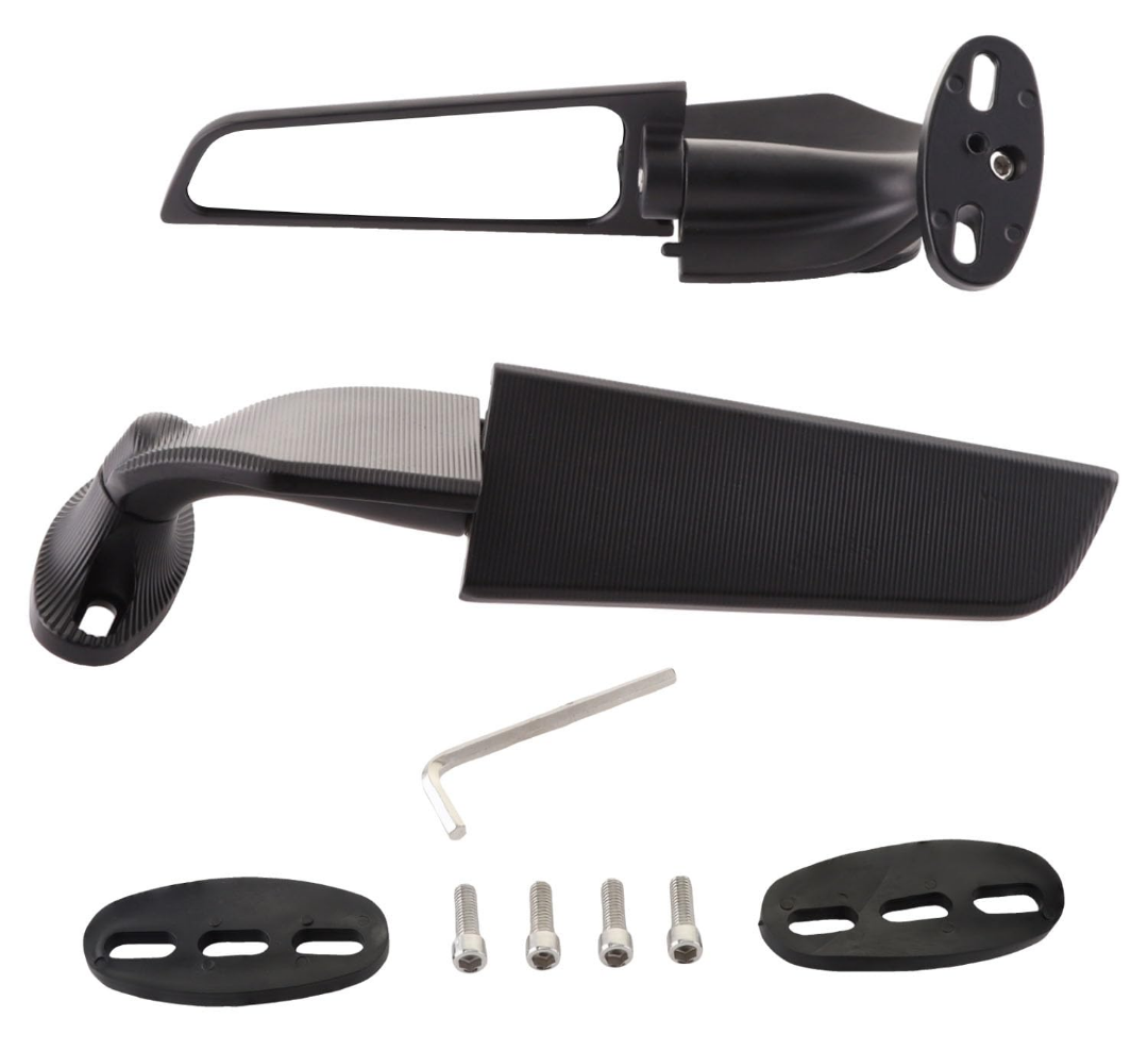 Motorcycle Rear View Mirrors Compatible with CBR300R CBR500R, Kawasaki Ninja 300 400 650, Suzuki GSXR 600 750, Yamaha R25, Ducati 1199 Aluminium alloy Wind Wing Mirrors (Large)