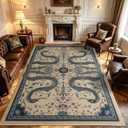Dssimo Washable Snake Rug for Living Room, Non Slip 8x10 Area Rugs, Beige | Stain Resistant, Soft Low-Pile, Whimsical, Whimsy, Fun, Thin Large Carpet for Dining Room Home Office Playroom