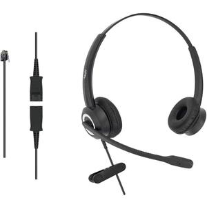 Office Phone Headset HD Voice for Aastra Allworx AltiGen Digium IPitomy Telephones, RJ9 & 3.5mm Adapter Cable (Binaural)