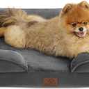 Bedsure Small Orthopedic Dog Bed - Washable Bolster Dog Sofa Beds for Small Dogs, Supportive Foam Pet Couch Bed with Removable Washable Cover, Waterproof Lining and Nonskid Bottom Couch, Dark Grey (24.0"L x 18.0"W x 6.0"Th)