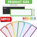 Janlaugh 12 Pcs Large Magnetic Dry Erase Labels for Classroom, 12 x 4 Inch Rectangle Magnetic Name Plates Label Flexible Magnet Stickers for Whiteboards Refrigerator(White Background+Border,Style 2)