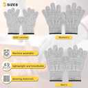 2 x Cut Resistant Gloves, Level 5, Non-Slip Grip, Machine Washable, for Kitchen, Oyster Shucking, Woodworking (Grey(female))