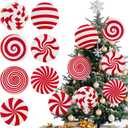14 PCS Candy Cane Christmas Tree Decorations, 8 in Large Peppermint Lollipop Christmas Picks for Tree, Double Sided Red White Candy Ornaments for Tree Topper Home Vase Xmas Decor