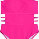 Women Cut Out One Piece Swimsuit Slimming Sexy Tummy Control Bathing Suit Swimwear (Pink, XL)