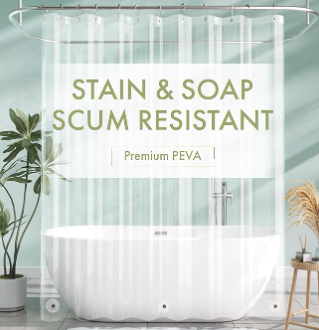 AmazerBath Shower Curtain Liner, 72x72 Clear Shower Curtain Liner, Waterproof Plastic Shower Liner, Cute Lightweight PEVA Shower Curtain for Bathroom with 3 Magnets and 12 Rustproof Metal Grommets