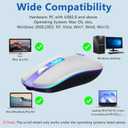 KARFUN Wireless Mouse, Backlit LED Portable Slim Laptop, PC, MacBook, iPad, Chromebook, Notebook 2.4G Rechargeable Wireless Mouse (Ivory White)
