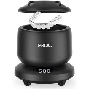 2025 Ultrasonic Retainer Cleaner for Dentures & Aligner, Durable Removable Base and Top Cover, Denture Cleaner Machine with 4 Modes for Mouth Guards, Jewelry, Rings (Black)