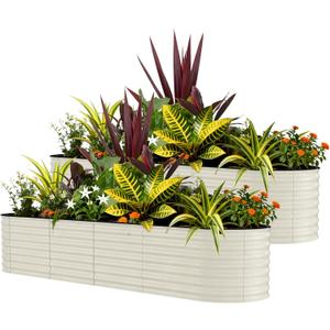 Garvee 2 Pack 8x2x1.5ft Galvanized Raised Garden Bed, Metal Planter Box, 8x2x1.5ft 2pcs