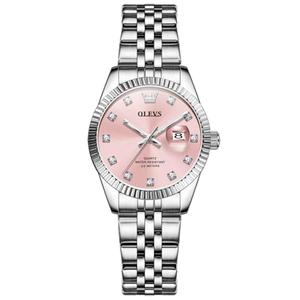 OLEVS Watch Women Silver Watches for Women Pink Womens Watch Dress Diamond Stainless Steel Waterproof Ladies Watches for Small Wrist Easy Reader Analog Quartz Date Luxury Reloj para Mujer