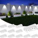Solar Fence Lights Outdoor Waterproof, 80 Lumens Solar Lights for Fence with Warm White & RGB 8 Colors,Outdoor Solar Light for Deck, Patio, Backyard, Fence, Railing (12-Pack-White)