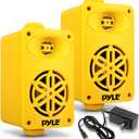 Pyle Bluetooth Indoor Outdoor Speakers Pair-200 Watt Dual Waterproof 3.5 2-Way Full Range Speaker System w/ 1/2 High Compliance Polymer Tweeter-Home, Boat, Marine, Deck, Patio, Poolside - PDWRBT36YL