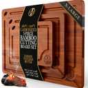 Pre-Oiled, Non Toxic 3-Piece Carbonized Bamboo Cutting Board Set, Eco-Friendly Wooden Chopping Boards for Kitchen with Hanging Hole, 500F Carbonized Technology Charcuterie Serving Boards Deer & Oak