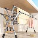 5 Rods Clothes Drying Rack, Folding Drying Rack Clothing, Adjustable Portable Clothesline with Wheels for Indoor Outdoor Use (94.5"x30"x54.7")
