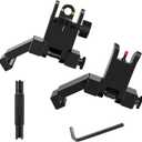 Fiber Optics Iron Sights, Low Profile 45 Degree Front and Rear Backup AR Sights, All Metal Construction Two Aperture Sight with Red and Green Dots for Picatinny and Weaver Rail