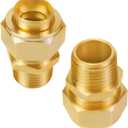 1/2" NPT Brass Pipe Fittings Male Threaded Hex Nipple Brass Tone NPT Male Thread Pipe used for 1/2in Gas Pipe Pack of 2