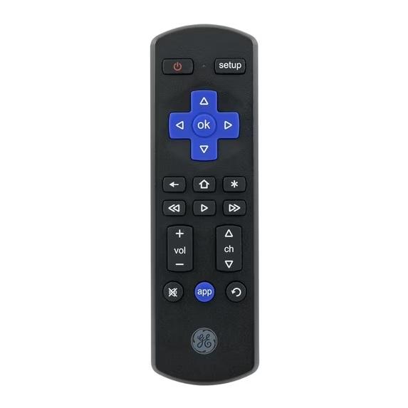 GE Roku TV Direct Replacement TV Remote Control in Black, 66814