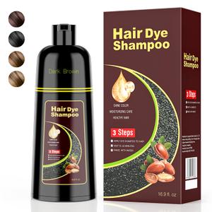 Dark Brown Hair Dye Shampoo 3 in 1Argan Herbal Hair Color Shampoo Covers Gray Hair for Women and Men (16.9 fl.oz Dark Brown)
