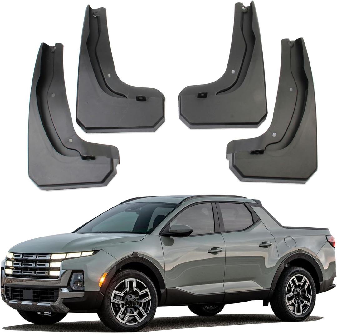 Korlot Black Car Mud Flaps Mudguard Fender Accessories for Hyundai Santa Cruz 2022-2026