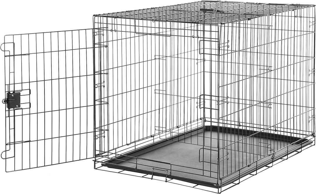 Amazon Basics - Durable, Foldable Metal Wire Dog Crate with Tray, Single Door, 42 x 28 x 30 in, Black