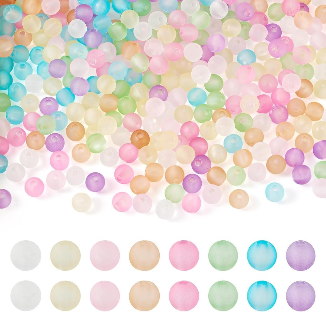 400Pcs 6mm Acrylic Beads Frosted Pony Bead Candy Color Small Pastel Beads Round Kandi Bead Spacers for Crafts DIY Necklace Bracelets Keychain Lanyards Jewelry Making Supplies