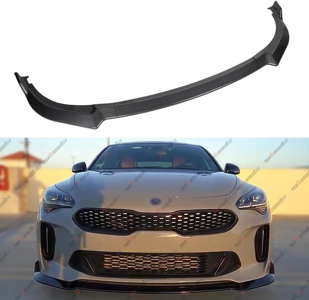 3Pcs Front Lip Compatible with 2018-2024 Kia Stinger, Bumper Spoiler Air Dam Lower Chin Splitter Protection Body Kit Fits for 2018 2019 2020 2021 2022 2023 2024 (Carbon Fiber Pattern)