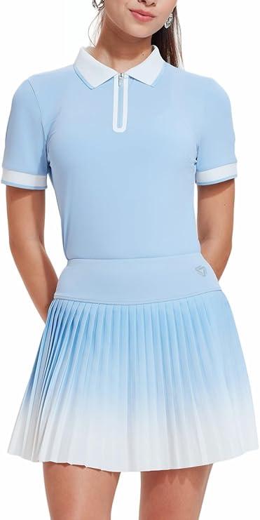 AFZ Women Tennis Skirt Set 2 Piece Athletic Sets Golf Shirt Matching Summer Vacation Skort Sets, S