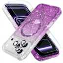 Choiche Magnetic for iPhone 17 Pro Case Women Phone Case, Compatible with Mag-Safe, Cute Bling Sparkly, Military Grade Protection, with Diamond Camera Lens Covers, 6.3-inch, Glitter Clear/Purple