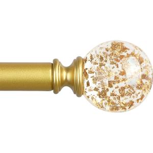 TVWOO Gold Decorative Crystal Curtain Rods:18-60 Inch Heavy Duty Adjustable Window Curtains Rods for Bedroom Living Room,Brass Golden Modern Girly Acrylic Drapery Rod with Sheer Bling Foil Finials
