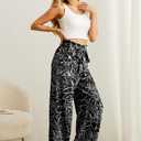 IWOLLENCE Women's Wide Leg Pants with Pockets High Waist Adjustable Knot Loose Casual Trousers Business Work Casual Pants (Black, L)