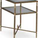 Signature Design by Ashley Cloverty Industrial Mirror-Tabletop End Table with Round Legs and Glass Shelf, Metallic