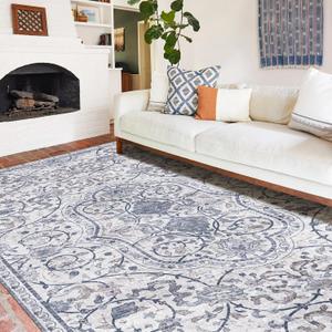Area Mat for Living Room, 5'x8' Waterproof Vintage Print Floor Mat for Bedroom Kitchen, Stain Resistant Non-Slip Rug for Under Dining Table, Soft Floor Play Pad for Baby Spills, Pet Accidents