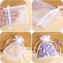 WenTao 100Pcs White Organza Bags, 2x3Inch Sheer Wedding Party Favor Bags with Drawstring, Jewelry Gift Bags Christmas Candy Pouches