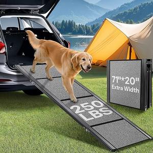 Dog Ramp for Car, 71" L × 20" W Foldable Pet Ramp for Truck
Portable Dog Car Ramp for Large Dogs, Non-Slip Rug Surface & Gentle Slope for Joint Care, Up to 280LBS, Easy to Carry & Store