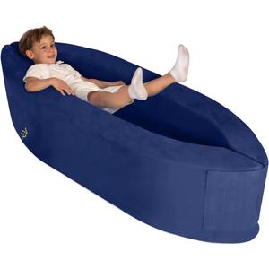 TED KANGAROO Sensory Chair for Kids — Sensory Soft Canoe for Children – Deluxe Adjustable Compression Peapod Foam Dark Blue