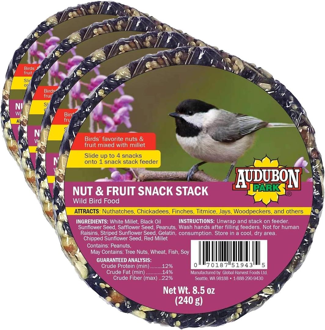 Audubon Park 13142 Nut & Fruit Snack Stack Bird/Wildlife Food, 4-Pack (8.5 Ounce (Pack of 4))