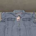 Ladyful Womens Denim Vest Top Ruffle Cap Sleeve Jean Vest Button Down Sleeveless Denim Jacket (XX-Large, Light Blue)