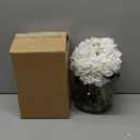 N&T NIETING Artificial Hydrangea Flowers with Vase White Fake Flowers with Rose Faux Hydrangea Flowers with Faux Water Real Stone for Home Office Table Room Wedding Centerpiece Decorations