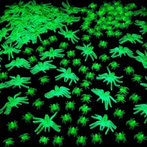 150 Pieces Glow in The Dark Large Spiders 3.15" and 1.3" Fake Plastic Spider for Indoor Outdoor Halloween Decorations Prank Toys Bulk for Yard Lawn Bag Stuffers