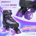 Nattork Roller Skates for Kids Boys Girls, 4 Size Adjustable Rollerskates with Light Up Wheels for Children Beginners for Outdoor Indoor (Large (3-6), Purple)