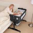 YADAQE Baby Cradle, Freestanding Bedside Bassinet, 3-in-1 Convertible Bassinet with 360 Swivel Wheels, 2026 New Model Adjustable, Easy-Fold Portable Neutral Baby Newborn Bassinet (Dark Gray)
