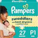 Pampers Swaddlers Diapers, Size P1 (<6 Ibs), 27 Count, Hypoallergenic, Absorbent, Keeps Baby Dry and Comfortable, Skin Safe Disposable Preemie Diaper Pack Of 2