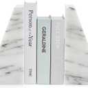 Fox Run Triangular 100% Natural Polished White Marble Bookends 4 x 3 x 6 inches