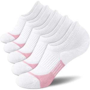 No Show Socks - Athletic Running Thick Cushioned Socks (5 Pairs, Medium)