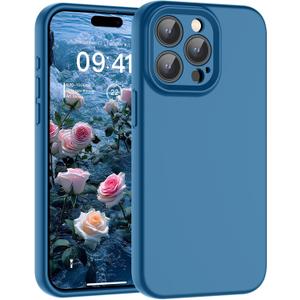 SUPFINE Designed for iPhone 14 Pro Max Case,Premium Liquid Silicone with [Soft Anti-Scratch Microfiber Lining][Upgraded Camera Protection] Slim Shockproof Phone Case for Men Women Girls,Deep Blue