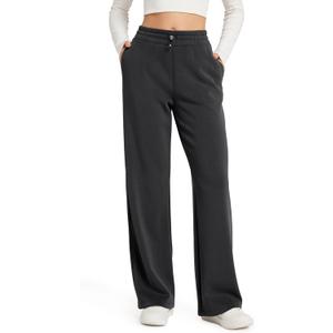 ODODOS Women's Modal Soft Wide Leg Pants with Pockets Adjustable Shockcord High Waist Casual Lounge Pants-29 Inseam, Black, Medium (Black)