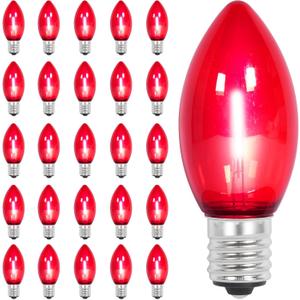 50 Pack C9 LED Christmas Light Bulbs, C9 Replacement Bulbs Shatterproof Dimmable for Christmas String Lights, C9/E17 Base Sockets, Red